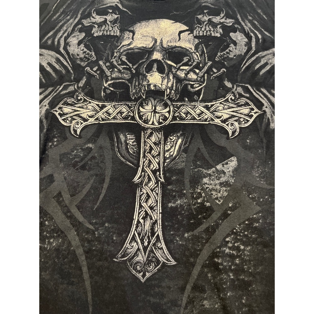 MMA Elite Mens Skull Cross Graphic T-Shirt Black Gothic MMA XL